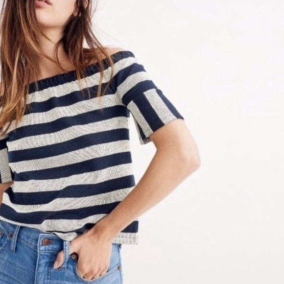 Madewell Striped Off The Shoulder Top - Picture 1 of 5